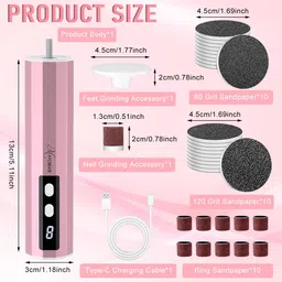 maycreate MAYCREATE® Electric Foot Callus Remover Nail File 2 in 1 Cordless Nail File Foot Exfoliation Device Foot File for Dead Skin, Calluses Electric Callus Remover with Polish Disc & Sandpaper Rolls image 2