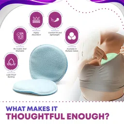 EcommerceHub Reusable Washable Nursing Breast Pads for Nursing Mothers, Breast Milk Absorbent Cotton Pads,Reusable Washable Nursing Pads, Maternity Pack, Pack of 6, White Color image 2