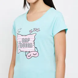 max Women Nylon Printed Round Neck Capris Set T-Shirt with Capris image 4