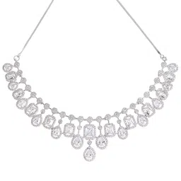 karatcart Silver Toned American Diamond and CZ Studded Jewellery Set for Women image 4