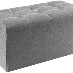 DOLIVA Folding Storage Ottoman, Long Shoes Sofa Bench, Fabric Linen Footrest Stool for Laundry, Storage Space, End of Bed Seat, Toys Storage Organizer Bin Box with Lidded Cover (76X38X38) (Grey) image 1