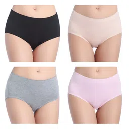 wirarpa Women's Underwear Cotton Mid Waisted Ladies Panties Full Coverage Briefs 4 Pack (Regular & Plus Size) image 1