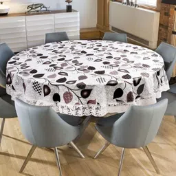 Stylista Waterproof 6 Seater Round Table Cover 72 Inches Diameter Petals Pattern Grey image 1