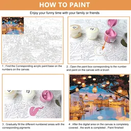 HASTHIP DIY Oil Painting, 40 * 50CM Paint by Numbers Kits, Painting Kit for Adults and Kids, Unframed Printed Canvas for Home Wall Decor (Not Include Frame) Black image 2