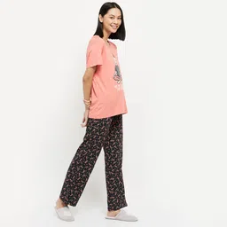 max Women Cotton Printed T-Shirt with Drawstring Waist Pajamas image 3