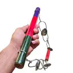 AOKO (Pack of 5) 14-INCH Wooden Lezim Dance instrument for dance and celebrations in School PT/Independence Day/Republic Day/Ganesh visarjan etc image 3