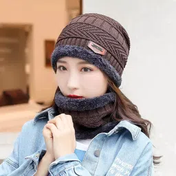 empoison Winter Hat, Scarf, Gloves Set Beanie Woolen Skull Cap Touch Screen Gloves Circle Neck Warmer for Women image 2