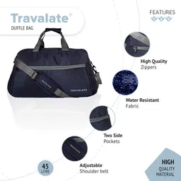travalate 45L Waterproof Polyester Duffle Bag, Ultra Light 20 Inch Travel Duffel Bag For Men & Women - Navy Blue (20 X 18 X 11 Inch) image 3