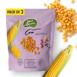 SUPER MUNCHIES Vacuum Cooked Tandoori Corn, Vegan, Gluten Free, Zero added MSG& Maida, Low Fat, No Preservatives, Zero Trans Fat & Cholesterol, Pack of 3 image 1