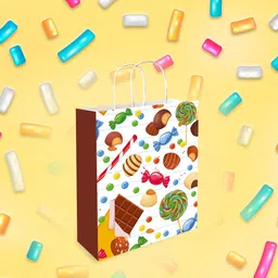 Omnipresent Pack 90 GSM Candy Theme Printed Attractive Small Party Paper Gift Bags, Set of 24, Ideal For Kids Birthday Gifts, Birthday Return Gifts, & Kids Theme Party (Size:9.4x7.9x3 inch) image 3