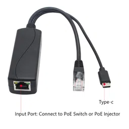 ANVISION 5V Poe Splitter, USB Type C, 48V To 5V 2.4A, Ieee 802.3Af Compliant, 10/100Mbps Desktop , Black image 2