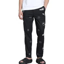 puma Men's Printed Lounge Pants - Black - Mint- White image 1