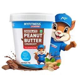 MYFITNESS Peanut Butter Junior Chocolate Spread Crunchy 510g | Specially Made for Kids & Teens | Rich in Calcium, Iron, Vitamins & Minerals | Healthier Choco Spread for Breakfast, Snacks & Lunch Box image 1
