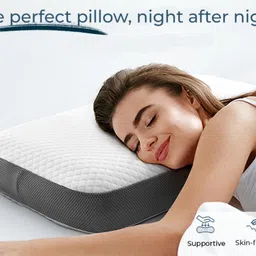 CUSHIO Cooling Gel Memory Foam Pillow | Size 24"x16"x3.5" (Set of 2) Cervical Pillow for Relieving Neck & Shoulder Pain with Free Pillow Cover (White & Grey) image 5