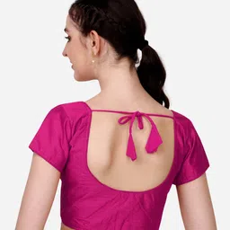 pujia mills Pujia MillsWomen's Phantom Silk Short Sleeves Readymade Saree Blouse image 3