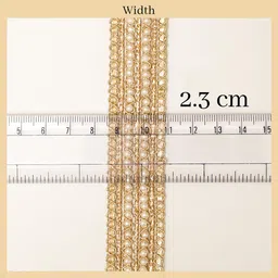 EmbroideryMaterial Light Gold Zari & Gota Patti Sew on Laces and Border Material with Pearls in Middle for Saree Border, Suit, Kurta, Dupatta, Blouse, Gown & Lehenga (2.3 CM Wide, 8 Meters Long) image 2