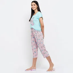 max Women Nylon Printed Round Neck Capris Set T-Shirt with Capris image 2