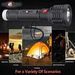 Pick Ur Needs Dual Mode Power Full Led Rechargeable Torch With Small Back Light Up To 400 Meter Range Torch Emergency image 4