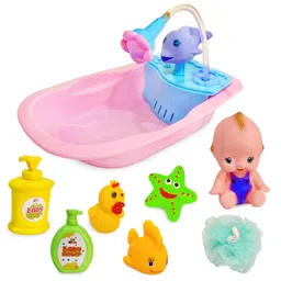 FunBlast Bathtub Toys for Babies – Squeeze Toys for Kids, Baby Bath Tub Toy with Shower Spray, Toys for Babies, Toddler Baby Bathtub Bathing Squeeze Bath Toy (Pink) image 1