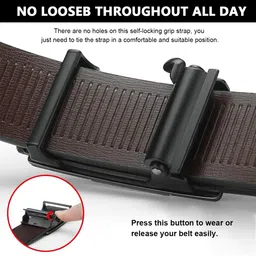 gustave Men's Leather Belt Adjustable Auto Lock Buckle Belt for Men (Black-F) image 4