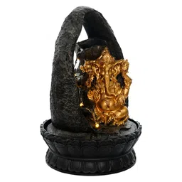 eCraftIndia Black and Golden Decorative Lord Ganesha Idol Water Fountain with Led Lights - Serene Decor Accent, Ideal for Home, Office Decoration - Gift for Housewarming, Birthdays, New Year, Diwali image 4