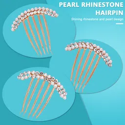 palay PALAY® 3 Pcs Pearl Claw Hair Clips Side Comb Rhinestone French Hairpins Metal Decorative Hair Bun Clips Hair Accessories for Women Girls Gift image 4