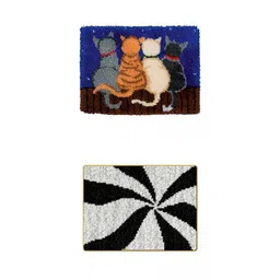 LOOM TREE 2Pcs Embroidery Carpet Latch Hook kit Crochet Rug Making DIY Cushion Mat | Latch Hooking Kits image 1