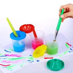 generic ARTISTERY Plastic Painting Brush and Water Holder Cup with Lid (Transparent) - Set of 2 image 5