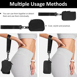 palay Small Zipper Pouches with Hand Strap Dual Pouch Wristlet Waterproof Nylon Mini Coin Bags Detachable Coin Purse Fashion Sport Earphone Bag Wristlet Pouches for Women image 4