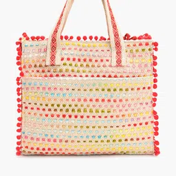 boho girl Parrot Perch Tote Bag – Beaded Parrots Design, Handcrafted Bag for Ladies, Colorful, Boho Chic Tote, Perfect for Casual Outings, Office Use, and Everyday Style for Womens & Girls image 4