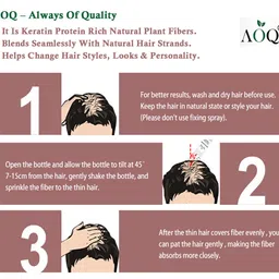 AOQ Hair Building Fibers For Regrowth Hair Loss Concealer And Instant Styling Natural Black Color 28 gm 1 Unit image 5