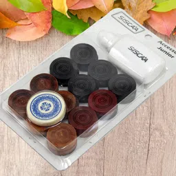 StonKraft Wooden Carrom Board Coins Pieces Combo Pack - 24 Carrom Coins, 2 Queens, 1 Striker and 1 Powder image 4