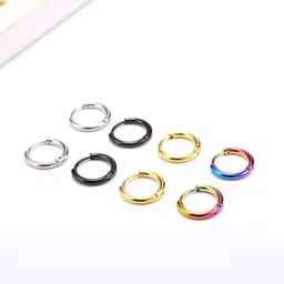 vishoca Surgical Stainless Steel Thin Hoop Earrings 6mm/8mm/10mm Small Huggie Hoop Earrings for Women and Men image 2