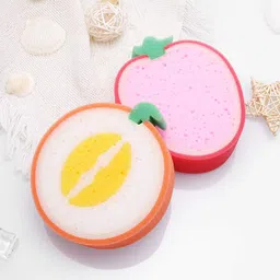 Instakart Kids Babies and Adults Fruit Shaped Bath Soft Sponge, Random Color, 2 Pcs image 2
