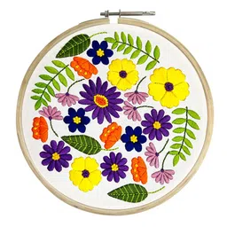 Embroiderymaterial Embroidery Kit for Beginners/Cross Stitch Flowers & Petals Design Digital Printed Cloth & Written Instructions All Material Included/Handmade Gifts image 1