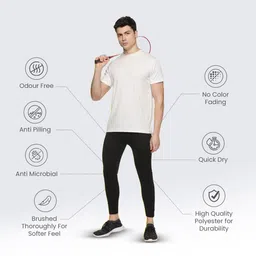 domin8 Slim Fit Tights for Men | Full Length Bottom Leggings for Boys | Best for Gym, Yoga & Training | Black image 3