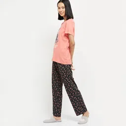 max Women Cotton Printed T-Shirt with Drawstring Waist Pajamas image 2