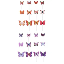 UJEAVETTE 24 Pcs Garden Yard Planter Butterfly Stakes Lawn Decor Ornaments Red Purple image 1
