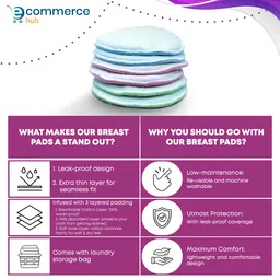EcommerceHub Reusable Washable Nursing Breast Pads for Nursing Mothers, Breast Milk Absorbent Cotton Pads,Reusable Washable Nursing Pads, Maternity Pack, Pack of 6, White Color image 3