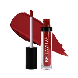 bella vita organic BELLAVITA Kiss-Proof Liquid Lipstick | 3.8 ml | 18-hr Stay | Transferproof Lipstick | Long Lasting | Ultra Matte Finish | Intense Moisturisation | Waterproof Liquid Lipsticks for Women | Scarlet Red image 1
