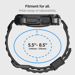 Spigen Tough Armor Pro Metal for Apple Watch Series 9 45mm Case with Strap, Apple Watch Series 8/7 45mm Case with Strap -Black image 3