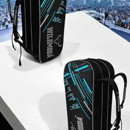 WILD MODA Passion Pro Premium 3-Compartment Badminton & Tennis Racquet Bag – Lightweight, Durable, and Padded Unisex Design for Men, Women, Youth & Players of All Levels (Black & Blue) image 3