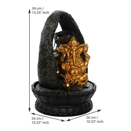 eCraftIndia Black and Golden Decorative Lord Ganesha Idol Water Fountain with Led Lights - Serene Decor Accent, Ideal for Home, Office Decoration - Gift for Housewarming, Birthdays, New Year, Diwali image 3