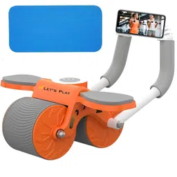 let's play Let's Play® Ab Roller Automatic Rebound With Elbow Support, Timer, Mobile Holder & Knee mat Abs Exercise Roller Wheel for Home Gym & Strength Training image 1