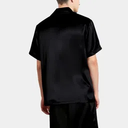 bellababebysk Bella Babe by SK Men Black Half Sleeve Satin Night Suit with Shorts image 2