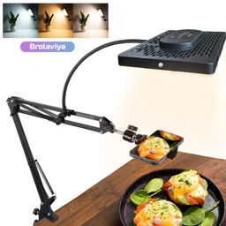 BROLAVIYA Overhead Video Mobile Stand with 11 inch Video led Light 2700 to 5500k, Metal Arm,1/4" Ball Head for Camera,Gopro,with Mobile Bracket and Flexible Clip Arm image 4