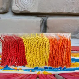 On Blow Pack of 60 Long Cotton Double Thread Wicks (20 Red, 20 Yellow, 20 Orange) Ideal for Use in Pooja Lamps, Diyas, and Other Religious Ceremonies. image 4