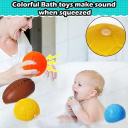 FunBlast Bath Toys for Baby - Pack of 6 Colorful Squeeze Balls Bath Toys, Toddler Baby Bathtub Bathing Squeeze Bath Toys for 6+ Months Baby and Kids (Pack of 6 PC; Multicolor) image 5