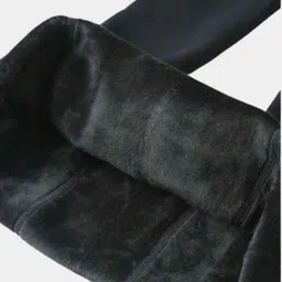 zerokaata Black Fleece Fur Stockings For Women For Winter | Warm Black Fleece Stockings For Women Winter (024D) image 4