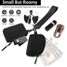 palay Small Zipper Pouches with Hand Strap Dual Pouch Wristlet Waterproof Nylon Mini Coin Bags Detachable Coin Purse Fashion Sport Earphone Bag Wristlet Pouches for Women image 5